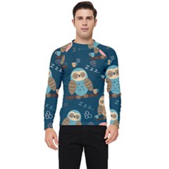 Seamless-pattern-owls-dreaming Men s Long Sleeve Rash Guard by pakminggu