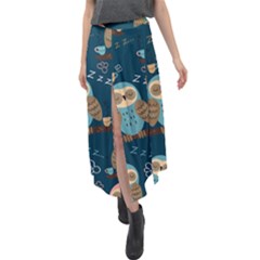 Seamless-pattern-owls-dreaming Velour Split Maxi Skirt