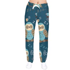 Seamless-pattern-owls-dreaming Women Velvet Drawstring Pants by pakminggu