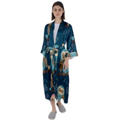 Seamless-pattern-owls-dreaming Maxi Satin Kimono by pakminggu