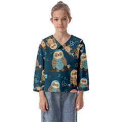 Seamless-pattern-owls-dreaming Kids  Sailor Shirt by pakminggu