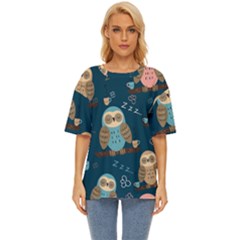 Seamless-pattern-owls-dreaming Oversized Basic Tee by pakminggu