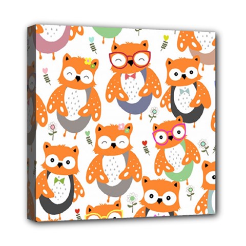 Cute-colorful-owl-cartoon-seamless-pattern Mini Canvas 8  X 8  (stretched) by pakminggu