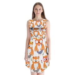 Cute-colorful-owl-cartoon-seamless-pattern Sleeveless Chiffon Dress   by pakminggu