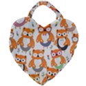 Cute-colorful-owl-cartoon-seamless-pattern Giant Heart Shaped Tote View1