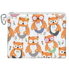 Cute-colorful-owl-cartoon-seamless-pattern Canvas Cosmetic Bag (xxl) by pakminggu