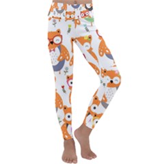 Cute-colorful-owl-cartoon-seamless-pattern Kids  Lightweight Velour Classic Yoga Leggings by pakminggu