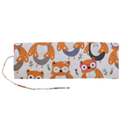 Cute-colorful-owl-cartoon-seamless-pattern Roll Up Canvas Pencil Holder (m) by pakminggu