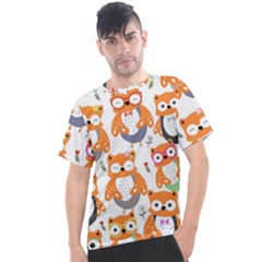 Cute-colorful-owl-cartoon-seamless-pattern Men s Sport Top