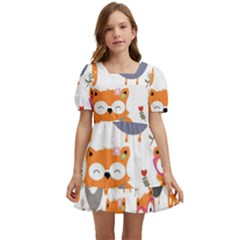 Cute-colorful-owl-cartoon-seamless-pattern Kids  Short Sleeve Dolly Dress by pakminggu