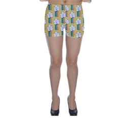 Smile-cloud-rainbow-pattern-yellow Skinny Shorts by pakminggu