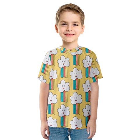 Smile-cloud-rainbow-pattern-yellow Kids  Sport Mesh Tee by pakminggu