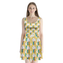 Smile-cloud-rainbow-pattern-yellow Split Back Mini Dress  by pakminggu