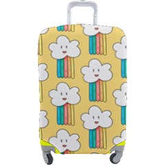 Smile-cloud-rainbow-pattern-yellow Luggage Cover (large) by pakminggu