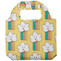 Smile-cloud-rainbow-pattern-yellow Foldable Grocery Recycle Bag by pakminggu