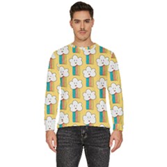 Smile-cloud-rainbow-pattern-yellow Men s Fleece Sweatshirt by pakminggu