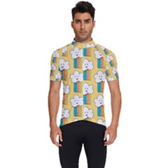 Smile-cloud-rainbow-pattern-yellow Men s Short Sleeve Cycling Jersey by pakminggu