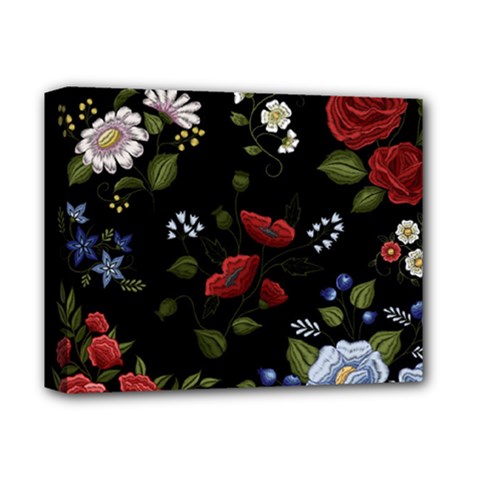 Floral-folk-fashion-ornamental-embroidery-pattern Deluxe Canvas 14  X 11  (stretched) by pakminggu