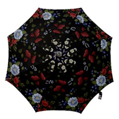 Floral-folk-fashion-ornamental-embroidery-pattern Hook Handle Umbrellas (small) by pakminggu