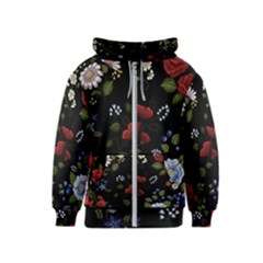 Floral-folk-fashion-ornamental-embroidery-pattern Kids  Zipper Hoodie by pakminggu