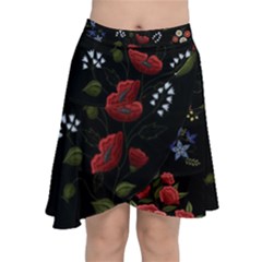 Floral-folk-fashion-ornamental-embroidery-pattern Chiffon Wrap Front Skirt by pakminggu