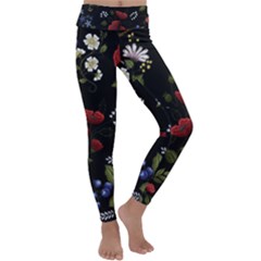 Floral-folk-fashion-ornamental-embroidery-pattern Kids  Lightweight Velour Classic Yoga Leggings by pakminggu