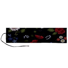 Floral-folk-fashion-ornamental-embroidery-pattern Roll Up Canvas Pencil Holder (l) by pakminggu