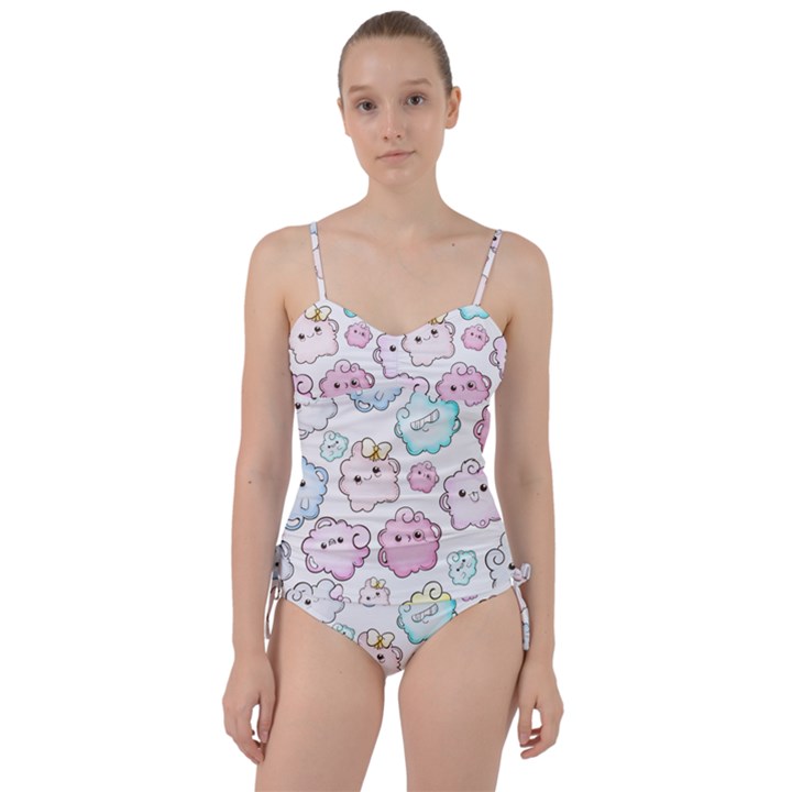 Cute-doodle-cartoon-seamless-pattern Sweetheart Tankini Set