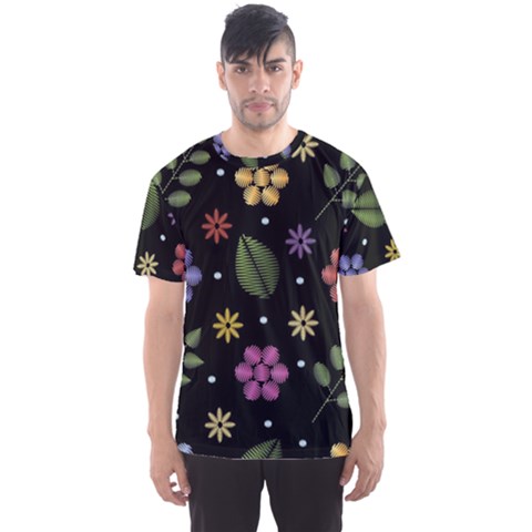 Embroidery-seamless-pattern-with-flowers Men s Sport Mesh Tee by pakminggu