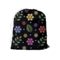 Embroidery-seamless-pattern-with-flowers Drawstring Pouch (XL) View2