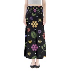 Embroidery-seamless-pattern-with-flowers Full Length Maxi Skirt by pakminggu