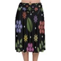 Embroidery-seamless-pattern-with-flowers Velvet Flared Midi Skirt View1