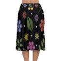 Embroidery-seamless-pattern-with-flowers Velvet Flared Midi Skirt View2