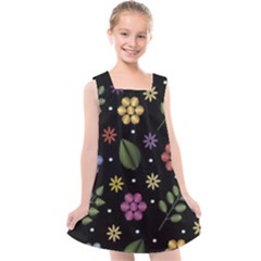 Embroidery-seamless-pattern-with-flowers Kids  Cross Back Dress by pakminggu