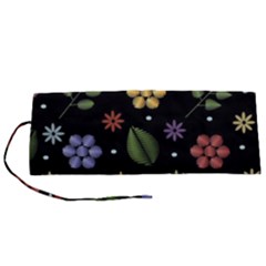 Embroidery-seamless-pattern-with-flowers Roll Up Canvas Pencil Holder (s) by pakminggu