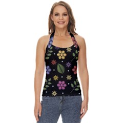 Embroidery-seamless-pattern-with-flowers Basic Halter Top by pakminggu