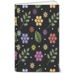 Embroidery-seamless-pattern-with-flowers 8  X 10  Softcover Notebook