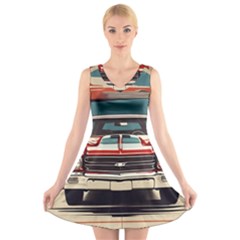 Car Vehicle Vintage Automobile V-neck Sleeveless Dress by Ravend