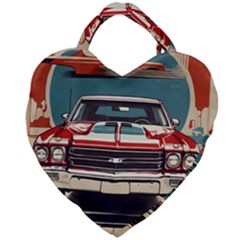 Car Vehicle Vintage Automobile Giant Heart Shaped Tote