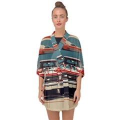 Car Vehicle Vintage Automobile Half Sleeve Chiffon Kimono by Ravend