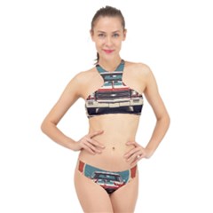 Car Vehicle Vintage Automobile High Neck Bikini Set by Ravend