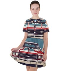 Car Vehicle Vintage Automobile Short Sleeve Shoulder Cut Out Dress  by Ravend