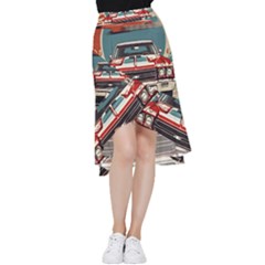 Car Vehicle Vintage Automobile Frill Hi Low Chiffon Skirt by Ravend