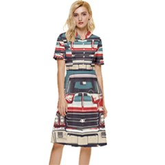 Car Vehicle Vintage Automobile Button Top Knee Length Dress by Ravend