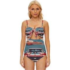 Car Vehicle Vintage Automobile Knot Front One-piece Swimsuit by Ravend