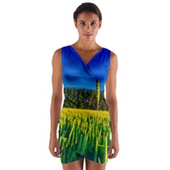 Different Grain Growth Field Wrap Front Bodycon Dress by Ravend