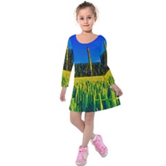 Different Grain Growth Field Kids  Long Sleeve Velvet Dress