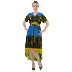 Different Grain Growth Field Front Wrap High Low Dress by Ravend