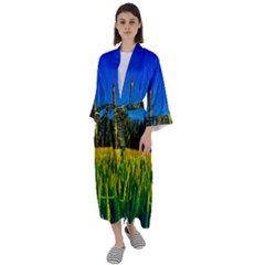 Different Grain Growth Field Maxi Satin Kimono by Ravend