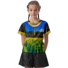 Different Grain Growth Field Kids  Front Cut T-shirt by Ravend